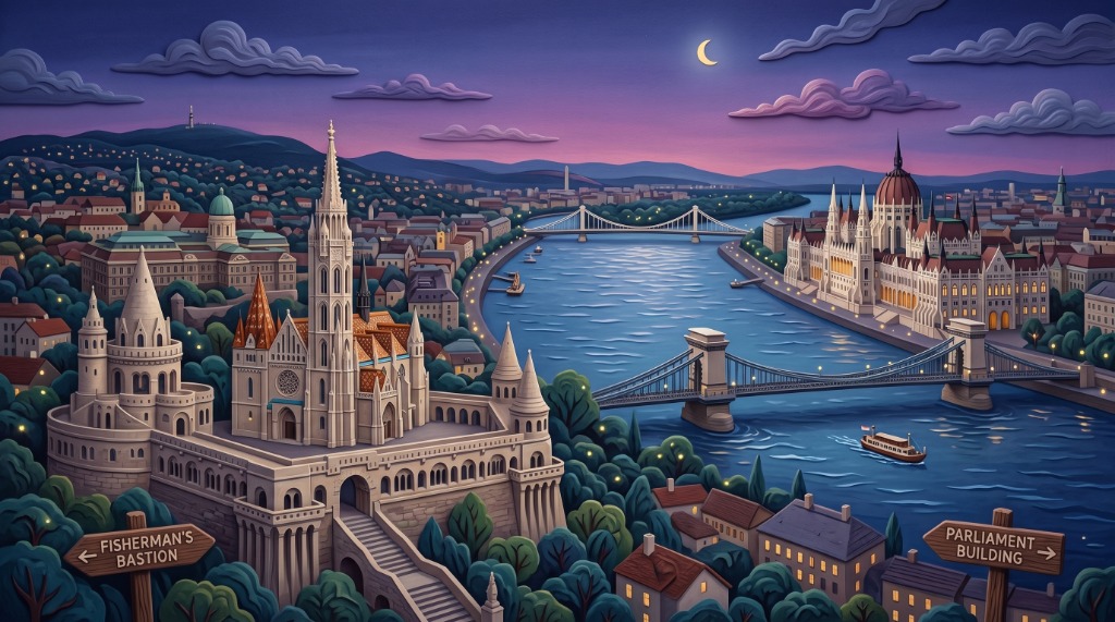 Budapest River Vistas - Fisherman's Bastion and Parliament